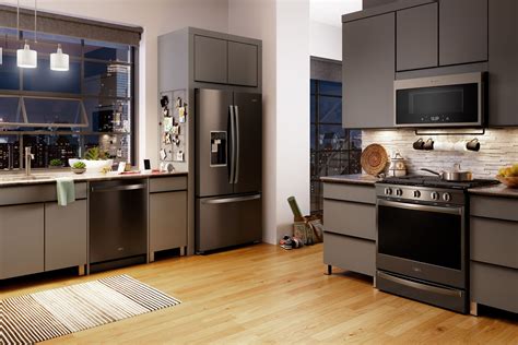 beige kitchen cabinet with black stainless steel appliances|black stainless steel kitchen cabinets colors.